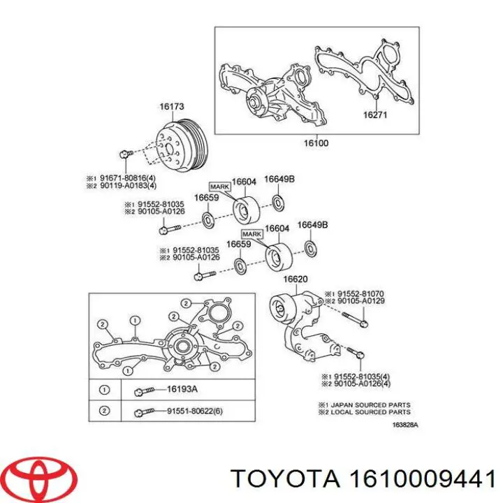 Bomba de água (bomba) de esfriamento Toyota 1610009441 preço, a partir de 102,77 USD