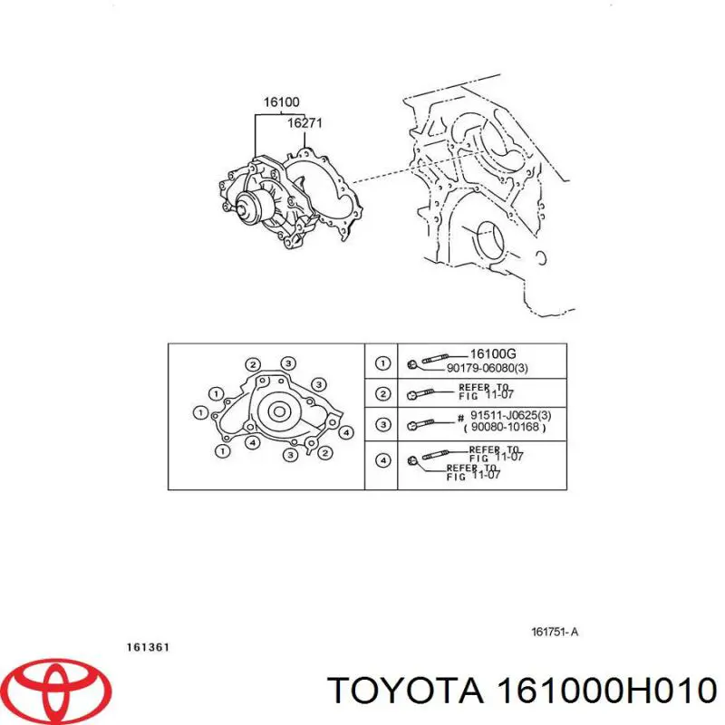 Compre 161000H010 Toyota Bomba de água (bomba) de esfriamento