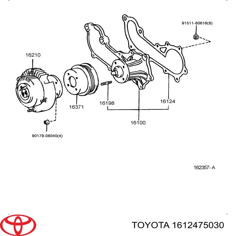 Vedante de bomba de água Toyota 1612475030 preço, a partir de 18,57 USD