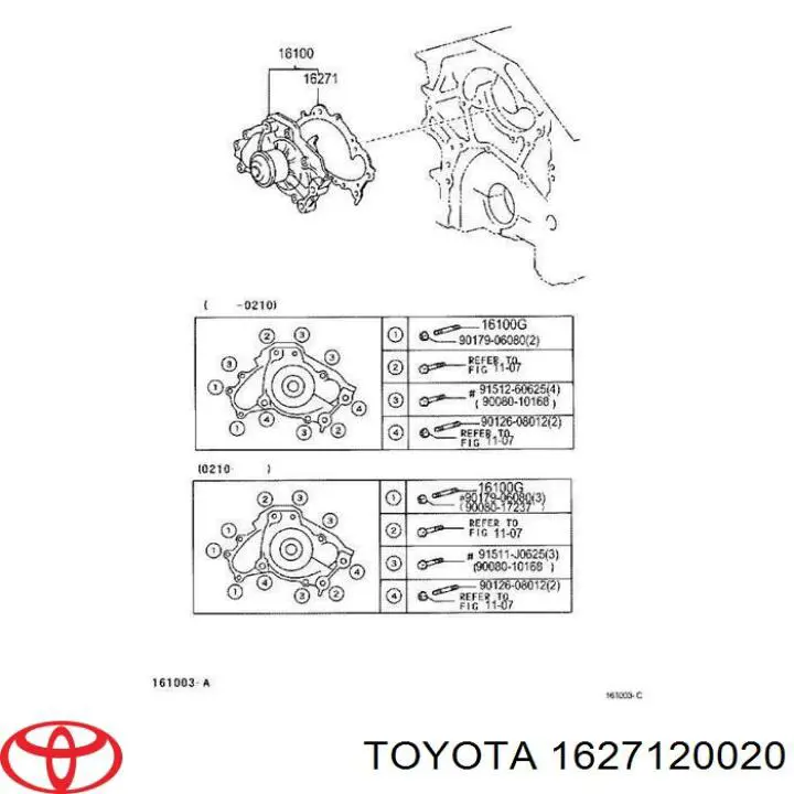 Compre 1627120020 Toyota Vedante de bomba de água