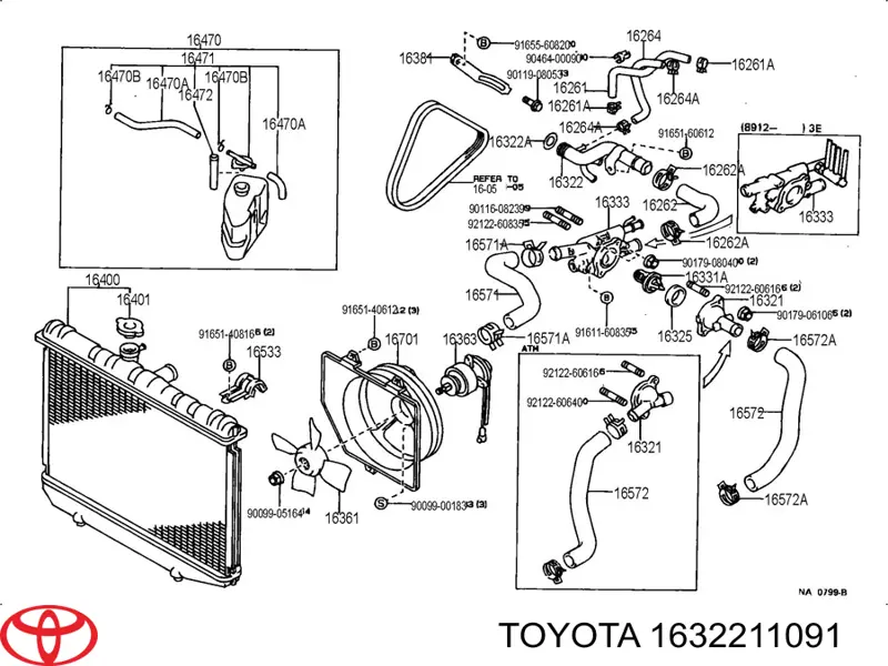 Mangueira (cano derivado) do sistema de esfriamento Toyota 1632211080 preço, a partir de 45,87 USD