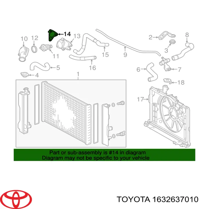 1632637010 Toyota Vedante de termostato