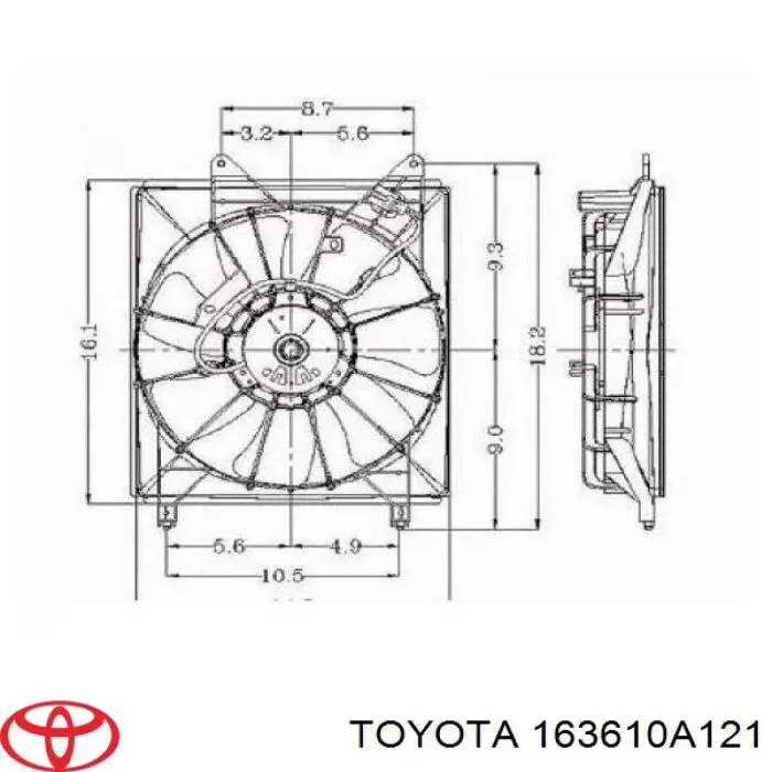 Compre 1636120110 Toyota Ventilador (roda de aletas) do radiador de esfriamento esquerdo