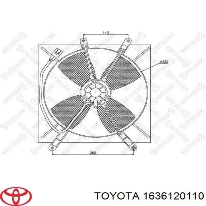 Ventilador (roda de aletas) do radiador de esfriamento esquerdo Toyota 1636120110 preço, a partir de 175,42 USD
