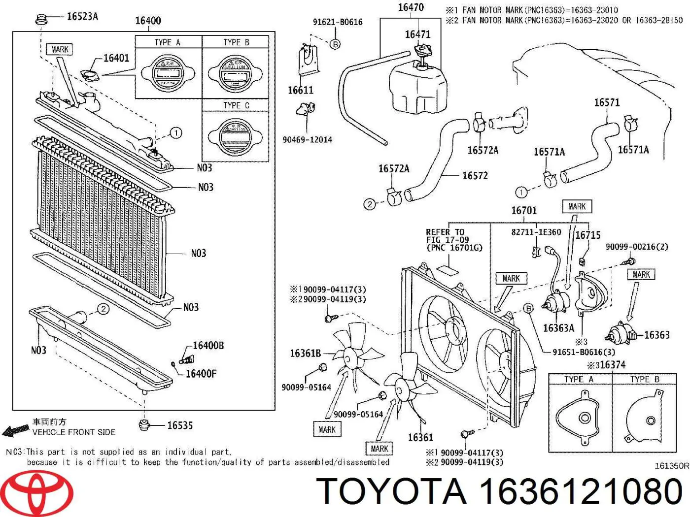 Difusor do radiador de aparelho de ar condicionado Toyota 1636121080 preço, a partir de 120,02 USD