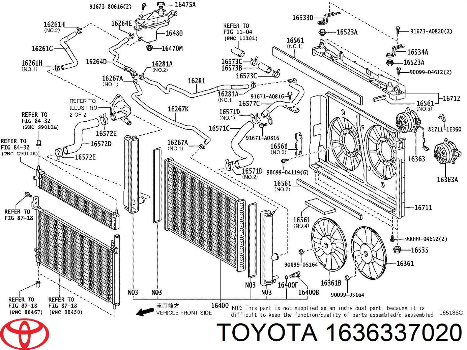 Motor esquerdo de ventilador do sistema de esfriamento Toyota 1636337020 preço, a partir de 212,00 USD