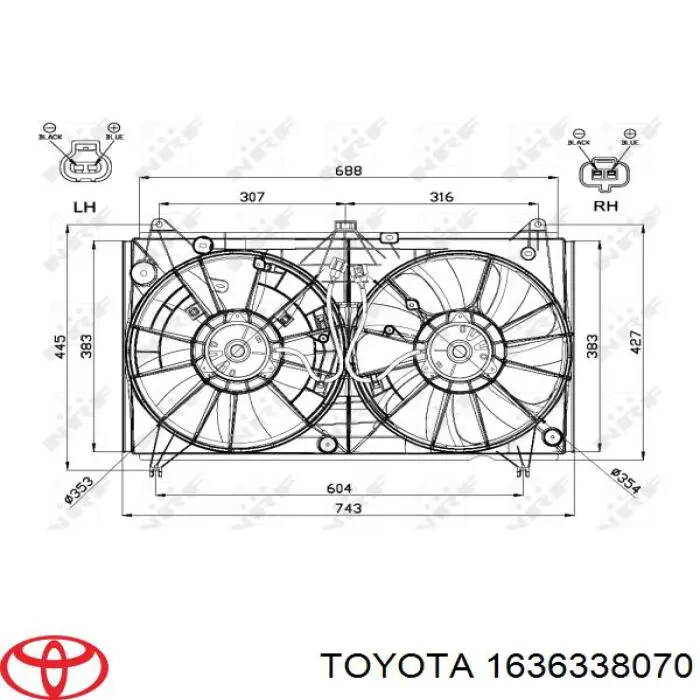 1636338070 Toyota Motor esquerdo de ventilador do sistema de esfriamento