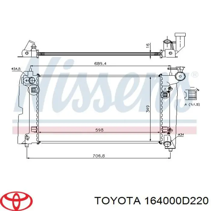 Radiador de esfriamento de motor Toyota 164000D220 preço, a partir de 126,79 USD