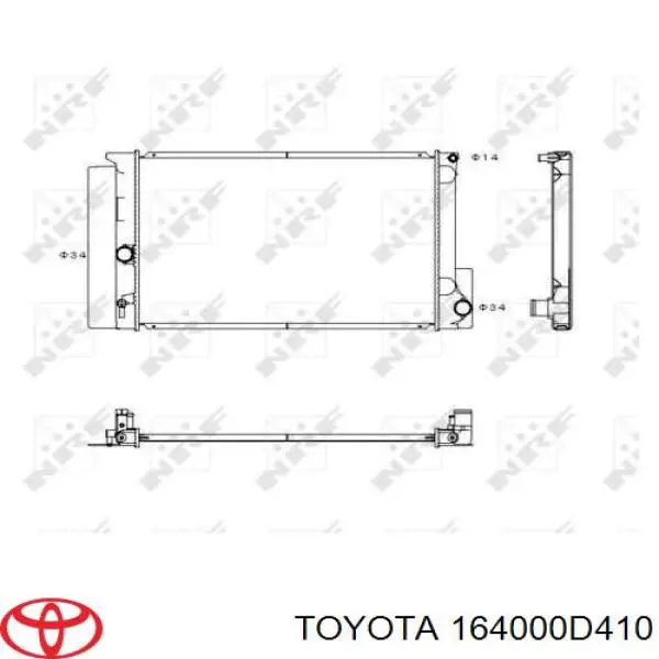 164000D410 Toyota Radiador de esfriamento de motor