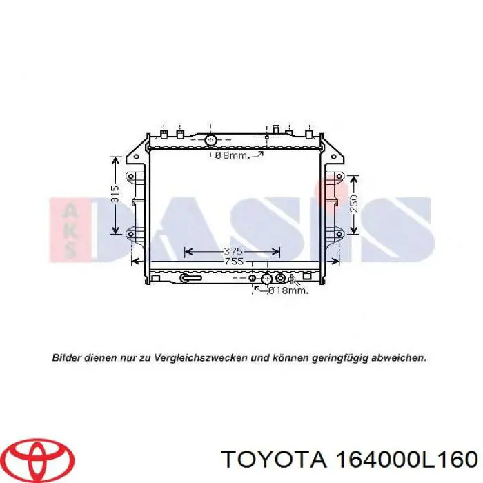 Compre 164000L160 Toyota Radiador de esfriamento de motor
