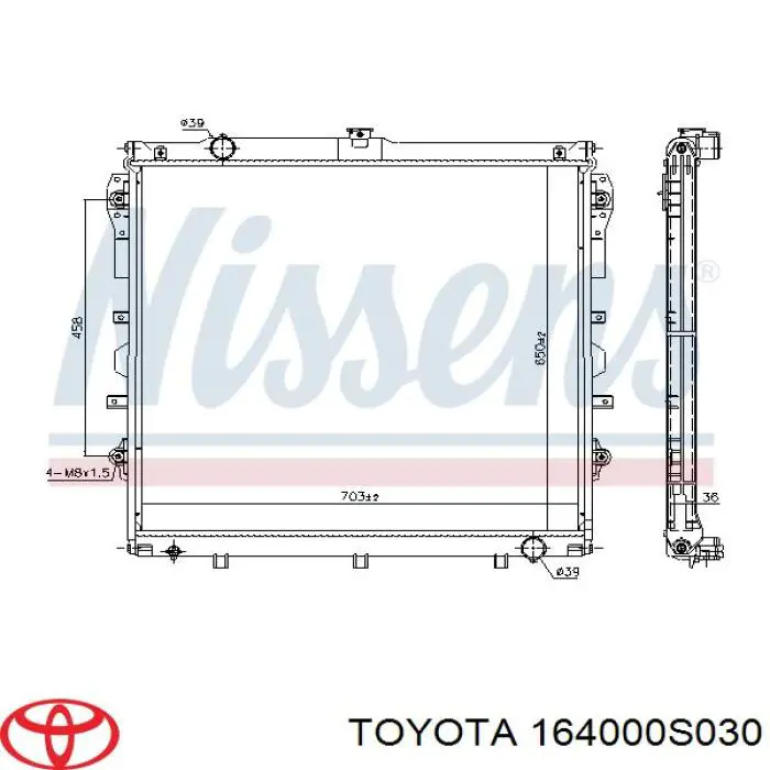 164000S030 Toyota Radiador de esfriamento de motor