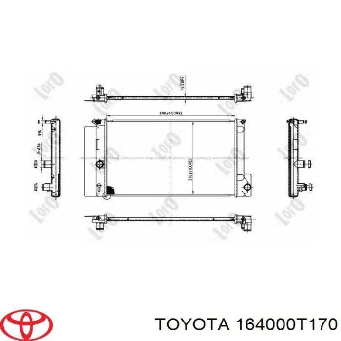 164000T170 Toyota Radiador de esfriamento de motor