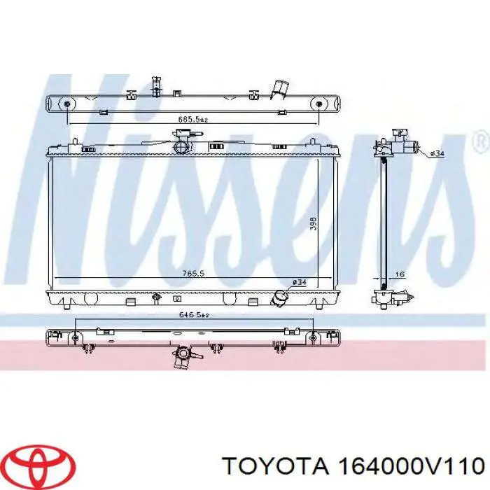 Compre 164000V110 Toyota Radiador de esfriamento de motor