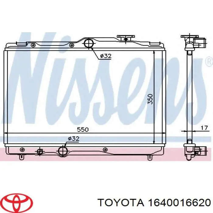 Compre 1640016620 Toyota Radiador de esfriamento de motor