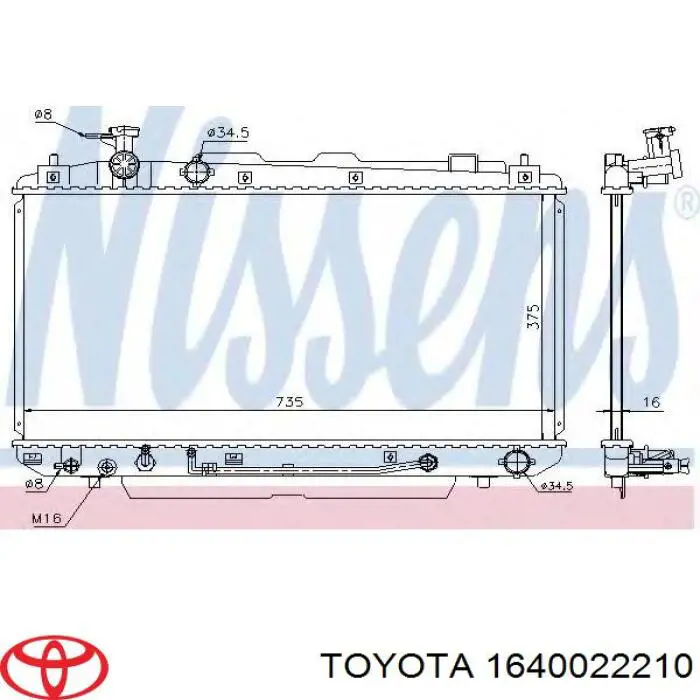 Radiador de esfriamento de motor Toyota 1640022210 preço, a partir de 151,08 USD