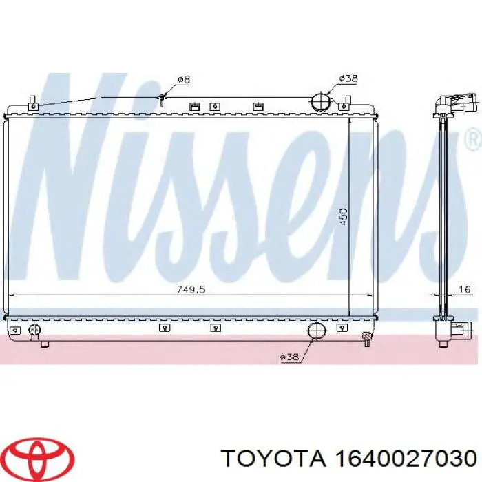 1640027030 Toyota Radiador de esfriamento de motor