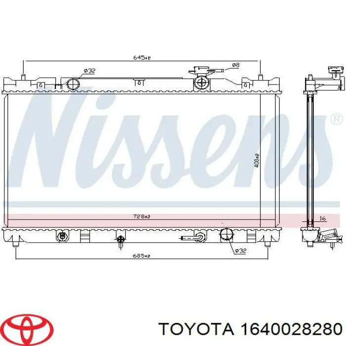 Radiador de esfriamento de motor Toyota 1640028280 preço, a partir de 111,01 USD