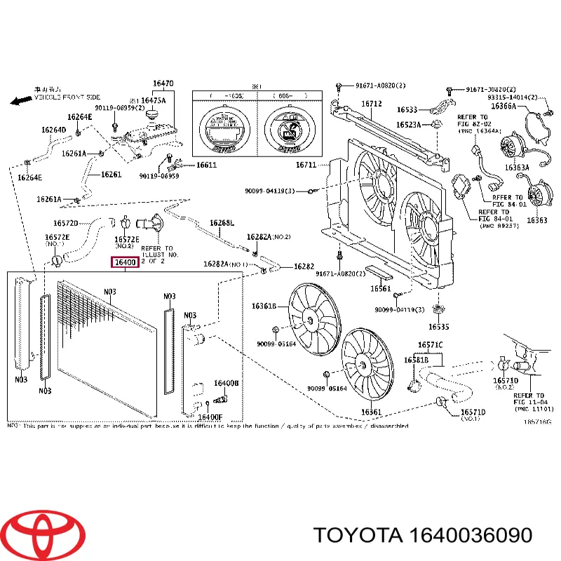 1640036090 Toyota Radiador de esfriamento de motor