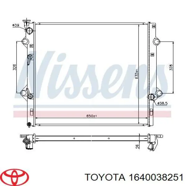 Compre 1640038250 Toyota Radiador de esfriamento de motor