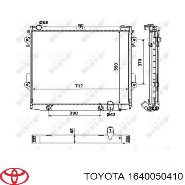 Radiador de esfriamento de motor 1640050410 Toyota