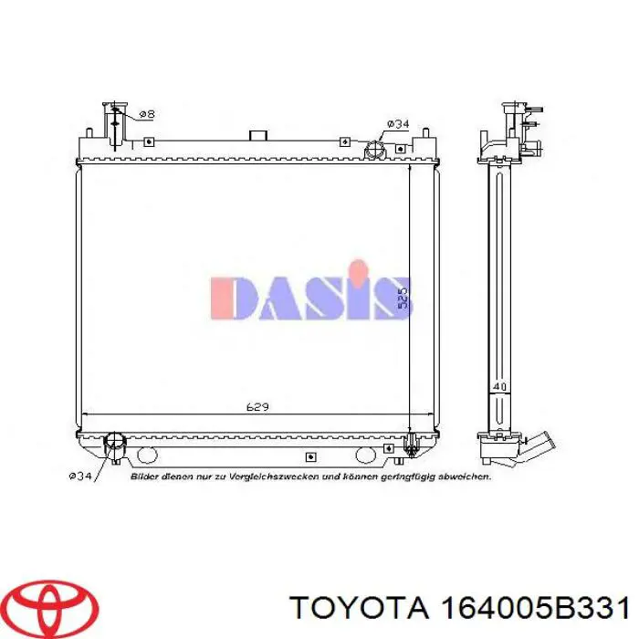 Radiador de esfriamento de motor 164005B331 Toyota