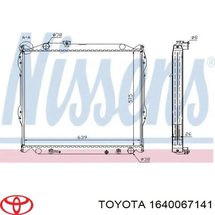 Radiador de esfriamento de motor 1640067141 Toyota