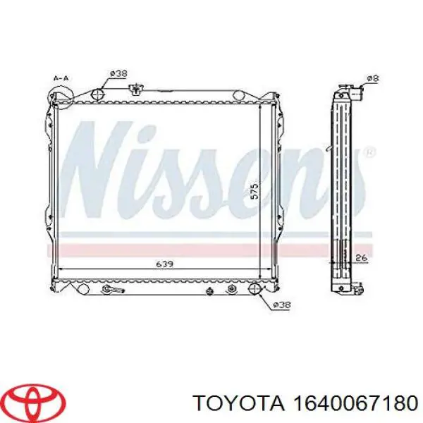 Radiador de esfriamento de motor 1640067180 Toyota