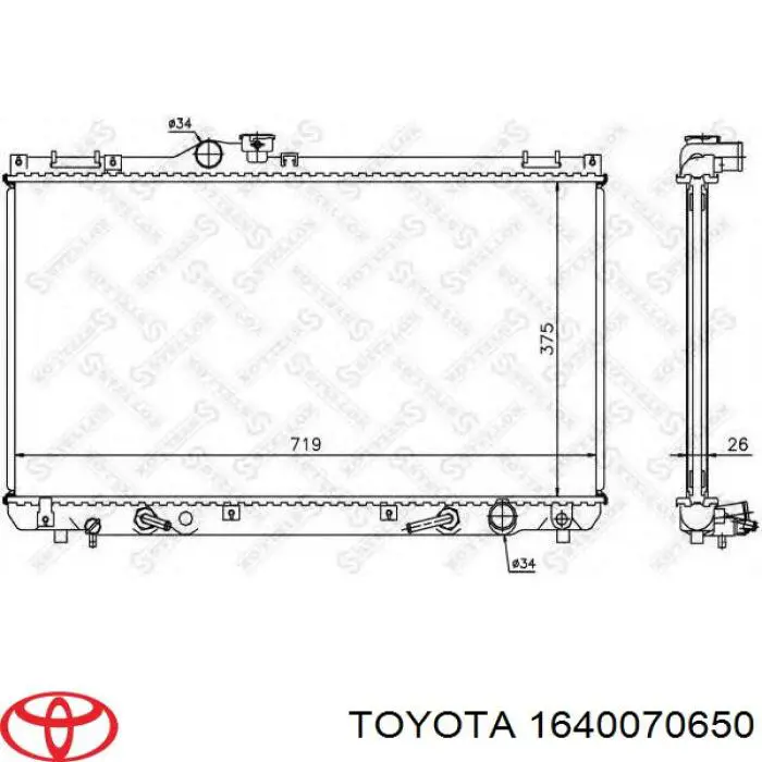 Radiador de esfriamento de motor 1640070650 Toyota