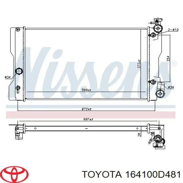 164100H250 Toyota Radiador de esfriamento de motor
