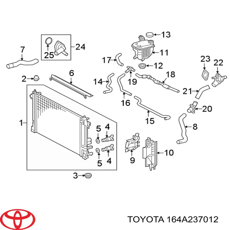 164A237012 Toyota Tanque de expansão do sistema de esfriamento