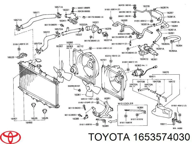 Suporte superior do radiador (painel de montagem de fixação das luzes) Toyota 1653574030 preço, a partir de 63,95 USD