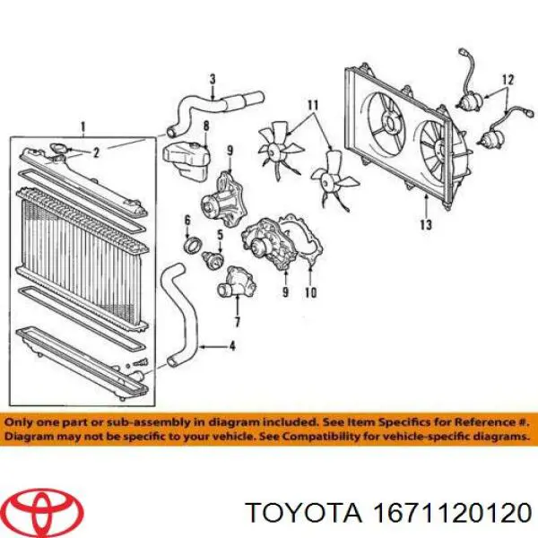 Difusor do radiador de esfriamento Toyota 1671120120 preço, a partir de 106,65 USD