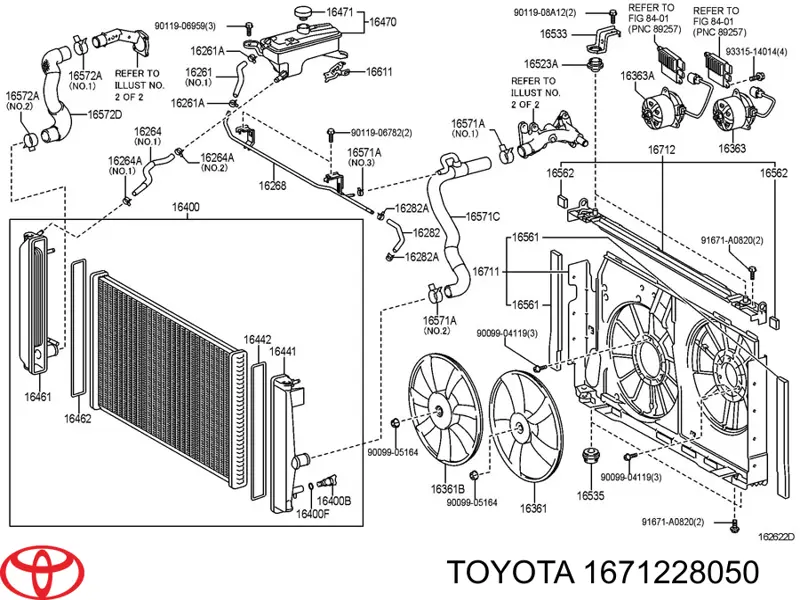 1671228050 Toyota Difusor do radiador de aparelho de ar condicionado