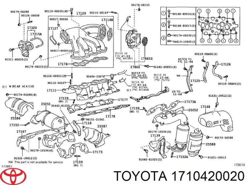Tubo coletor de escape direito Toyota 1710420020 preço, a partir de 745,56 USD