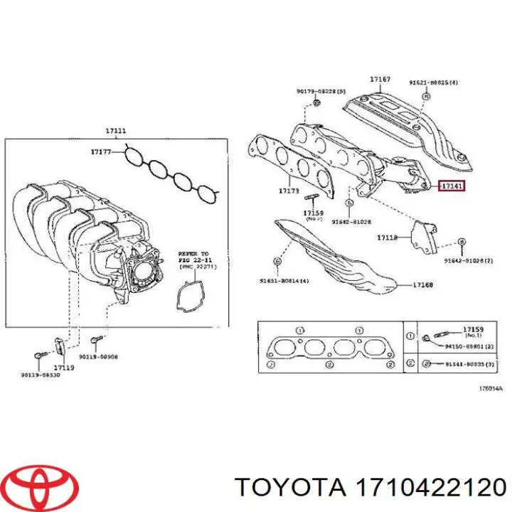 1710422120 Toyota Silenciador, parte central