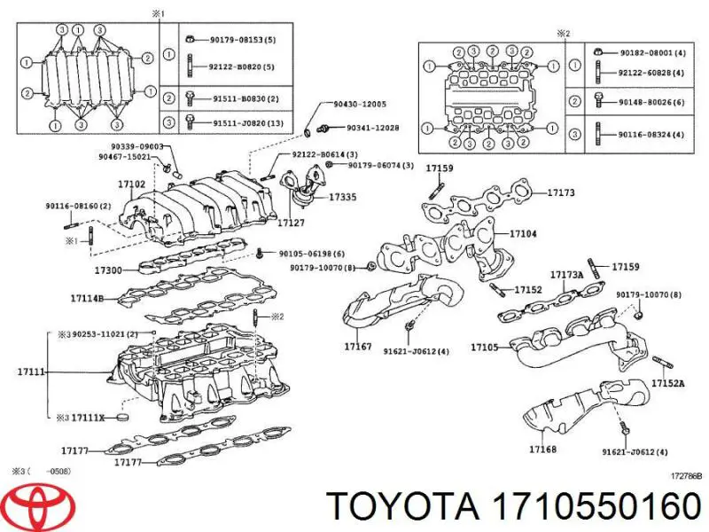 Tubo coletor de escape esquerdo Toyota 1710550160 preço, a partir de 694,13 USD