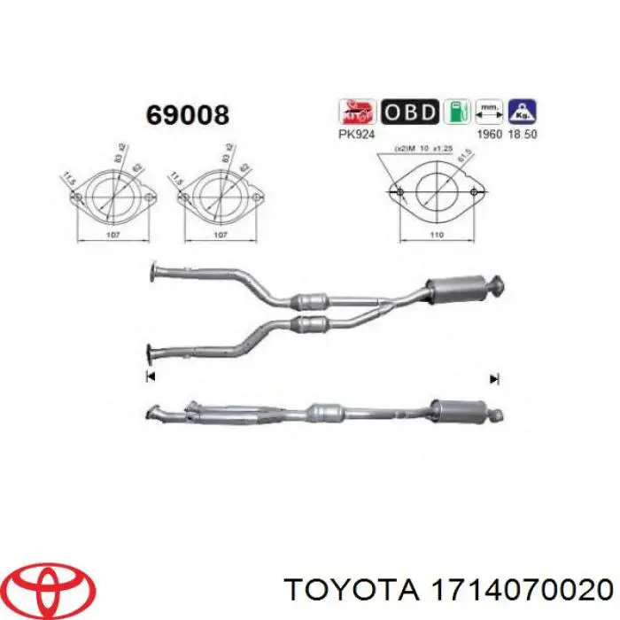 Compre 1714070020 Toyota Tubo coletor de escape