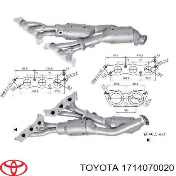 1714070020 Toyota Tubo coletor de escape