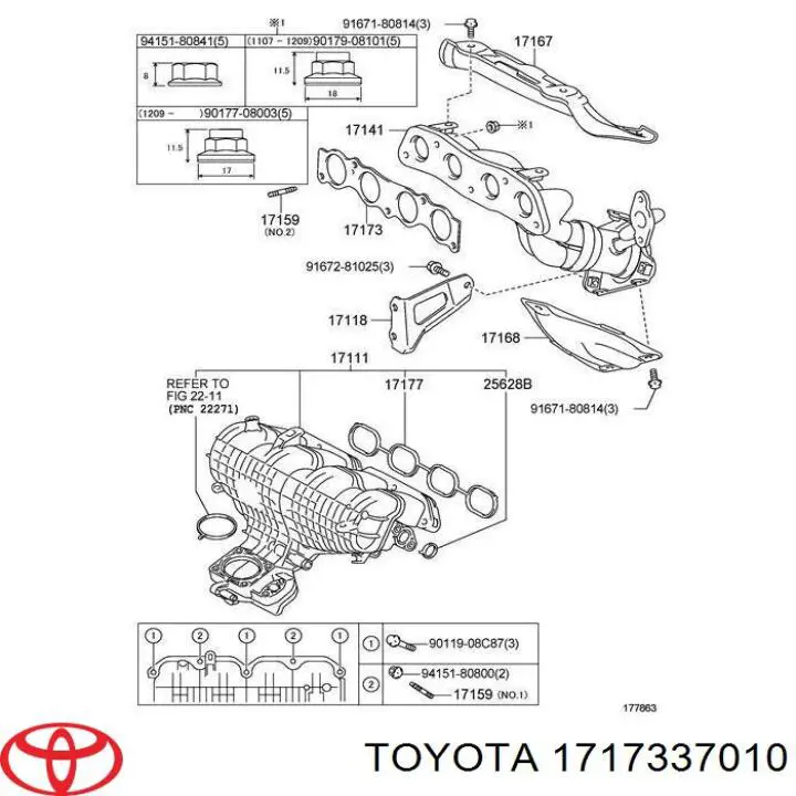 Vedante de tubo coletor de escape Toyota 1717337010 preço, a partir de 13,92 USD