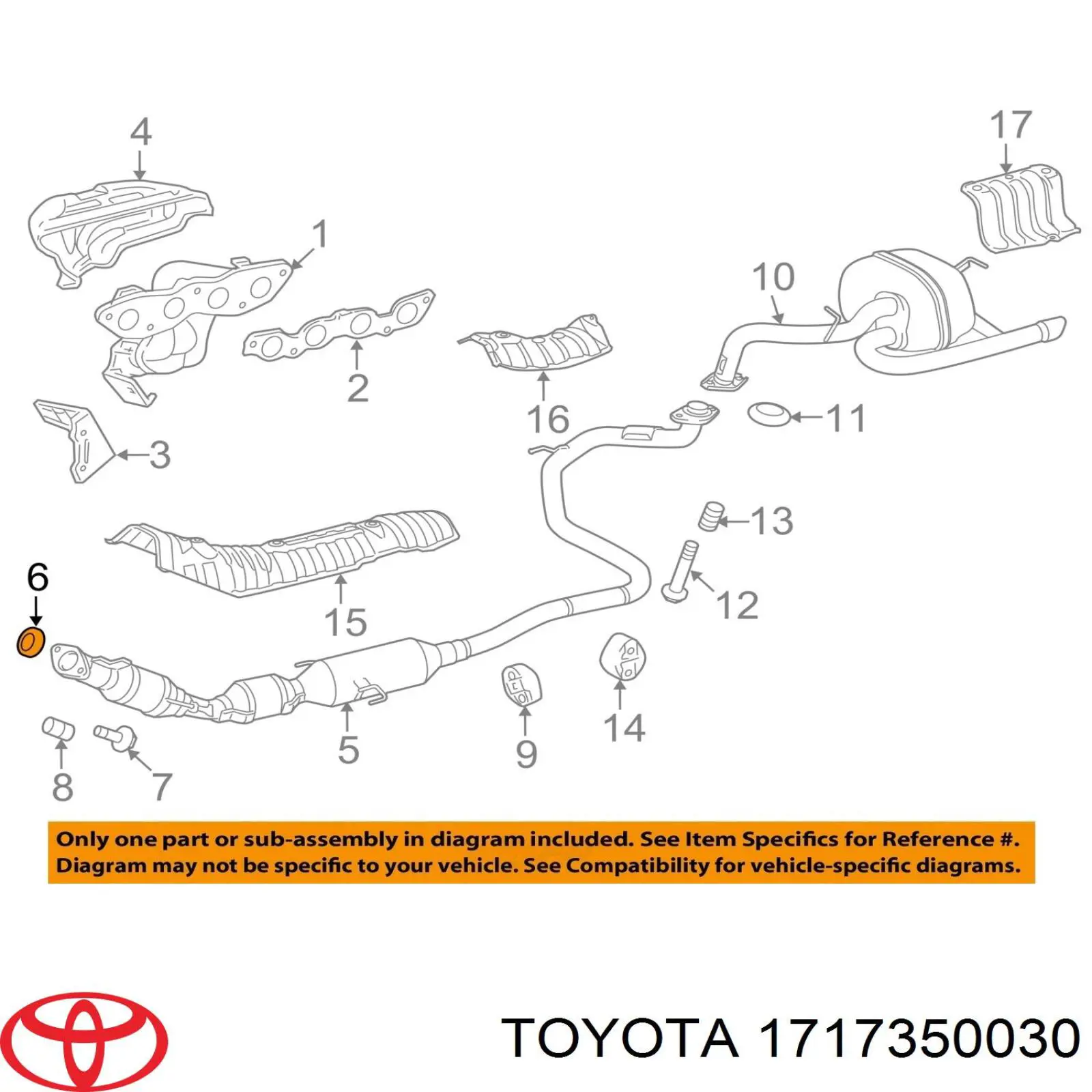 Vedante de tubo coletor de escape Toyota 1717350030 preço, a partir de 48,47 USD