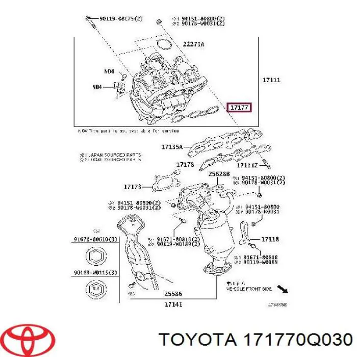 171770Q030 Toyota Vedante de tubo coletor de admissão