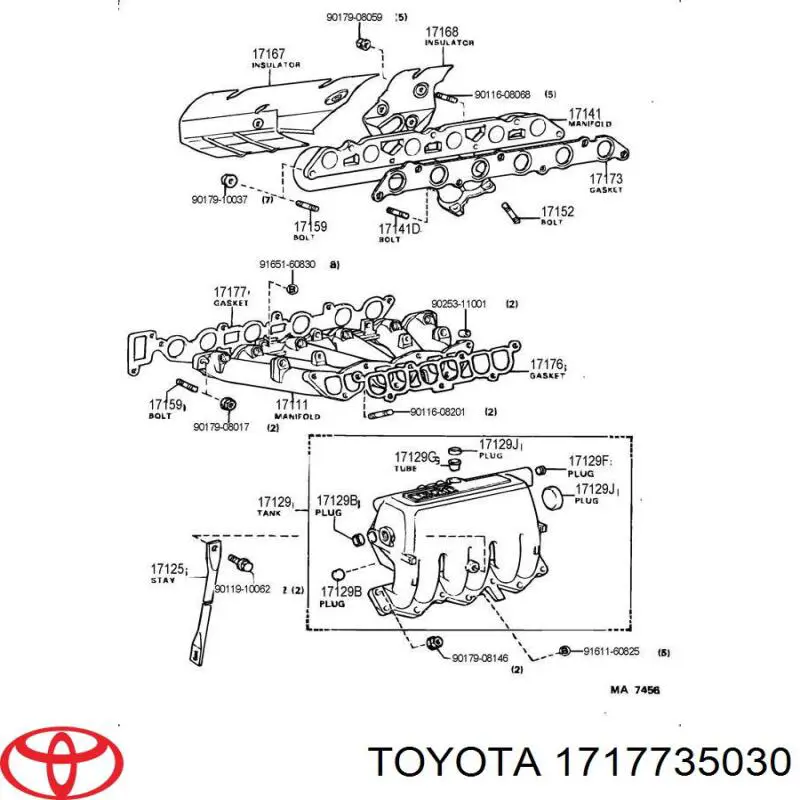 Vedante de tubo coletor de admissão Toyota 1717735030 preço, a partir de 8,25 USD