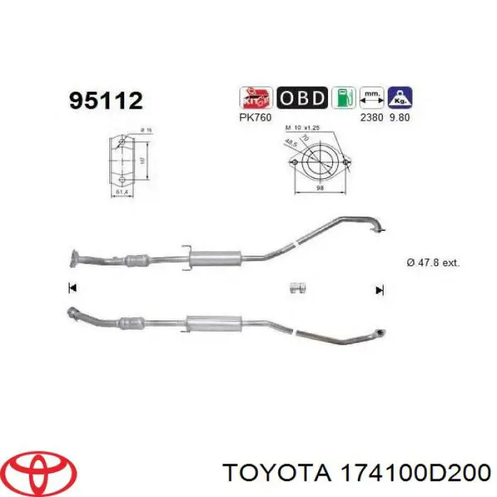 Compre 174100D200 Toyota Silenciador, parte dianteira