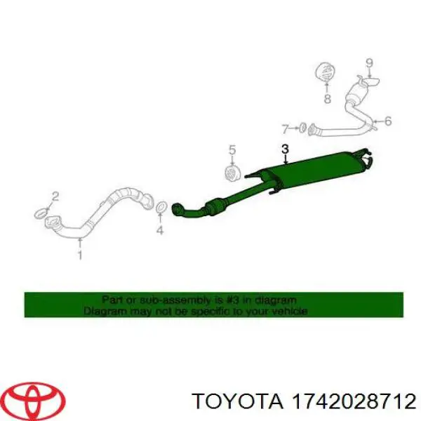 Silenciador, parte central Toyota 1742028712 preço, a partir de 176,82 USD