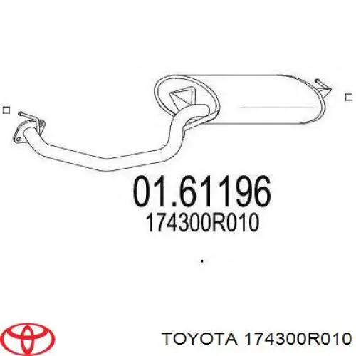 174300R010 Toyota Silenciador, parte traseira