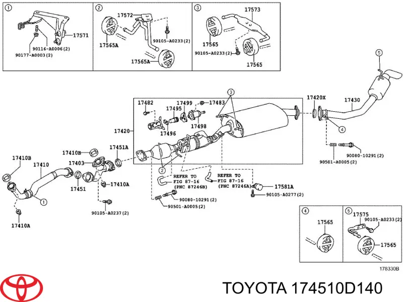 Anel de tubo de admissão do silenciador Toyota 174510D140 preço, a partir de 6,24 USD