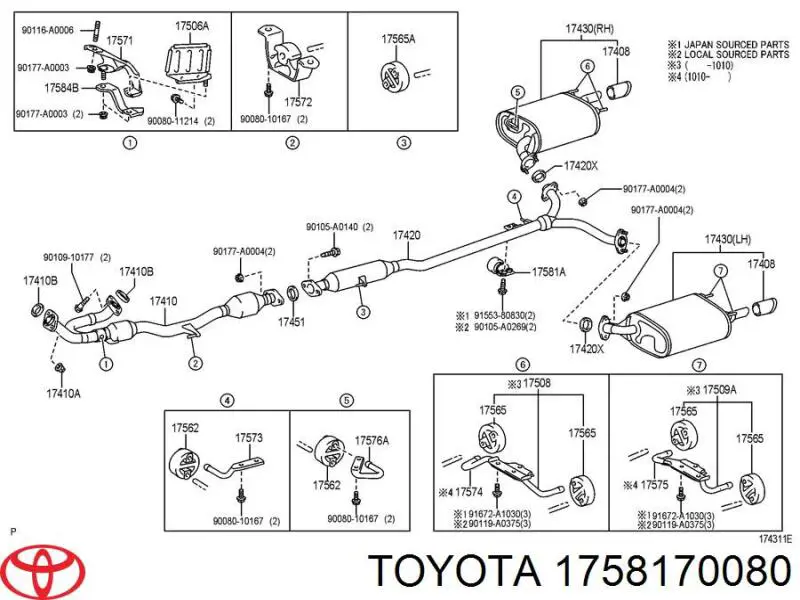 1758170080 Toyota Coxim de fixação do silenciador