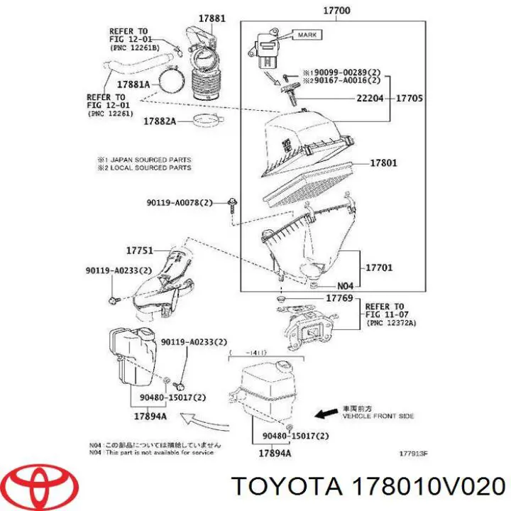 178010V020 Toyota Filtro de ar