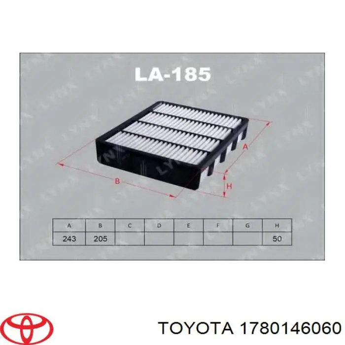 Filtro de ar Toyota 1780146060 preço, a partir de 16,11 USD