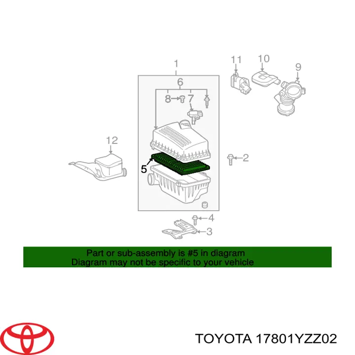 Filtro de ar Toyota 17801YZZ02 preço, a partir de 16,28 USD